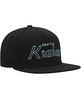 Men's Mitchell & Ness Black Seattle Kraken Core Team Script 2.0 Snapback Hat