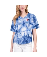 Women's G-iii 4Her by Carl Banks Royal Philadelphia 76ers Tournament Raglan Oversized Tie-Dye V-Neck T-shirt