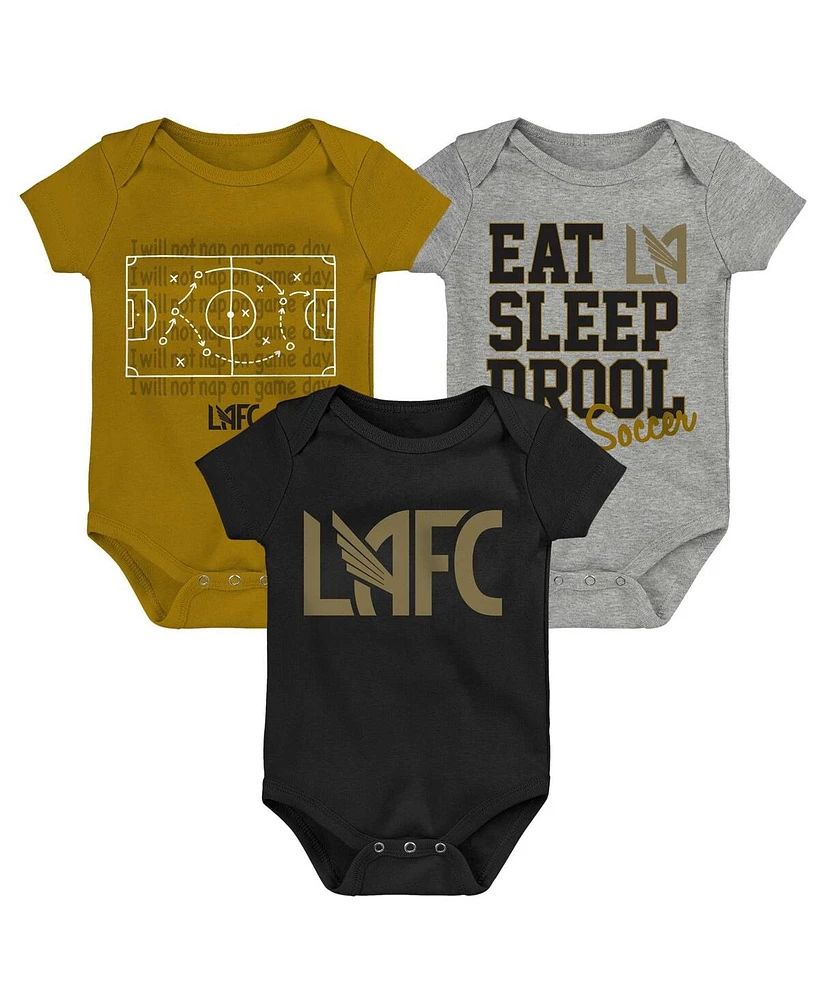 Baby Boys and Girls Gold, Black, Gray Lafc 3-Pack Bodysuit Set