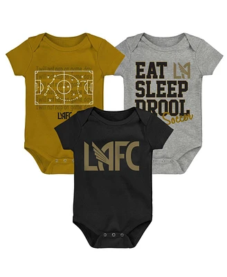 Baby Boys and Girls Gold, Black, Gray Lafc 3-Pack Bodysuit Set