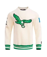 Men's Pro Standard Cream Philadelphia Eagles Retro Classics Fleece Pullover Sweatshirt