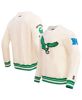 Men's Pro Standard Cream Philadelphia Eagles Retro Classics Fleece Pullover Sweatshirt
