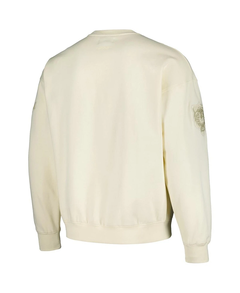 Men's Pro Standard Cream Detroit Tigers Neutral Drop Shoulder Pullover Sweatshirt