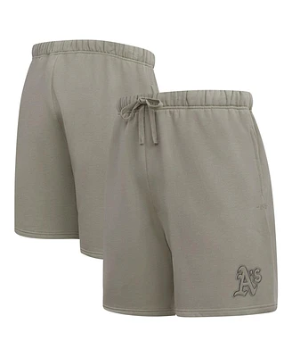 Men's Pro Standard Pewter Oakland Athletics Neutral Fleece Shorts