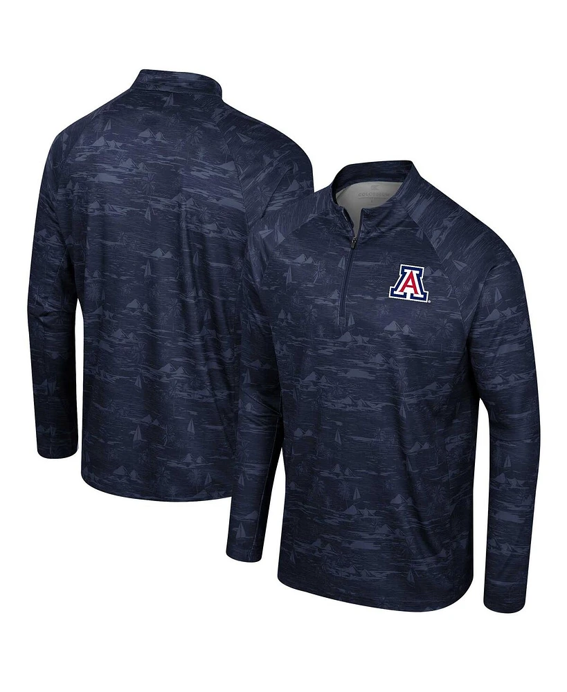 Men's Colosseum Navy Arizona Wildcats Carson Raglan Quarter-Zip Jacket