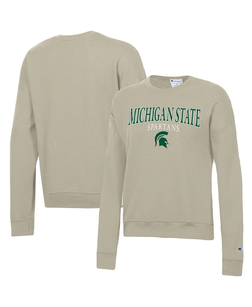 Women's Champion Tan Michigan State Spartans Powerblend Pullover Sweatshirt