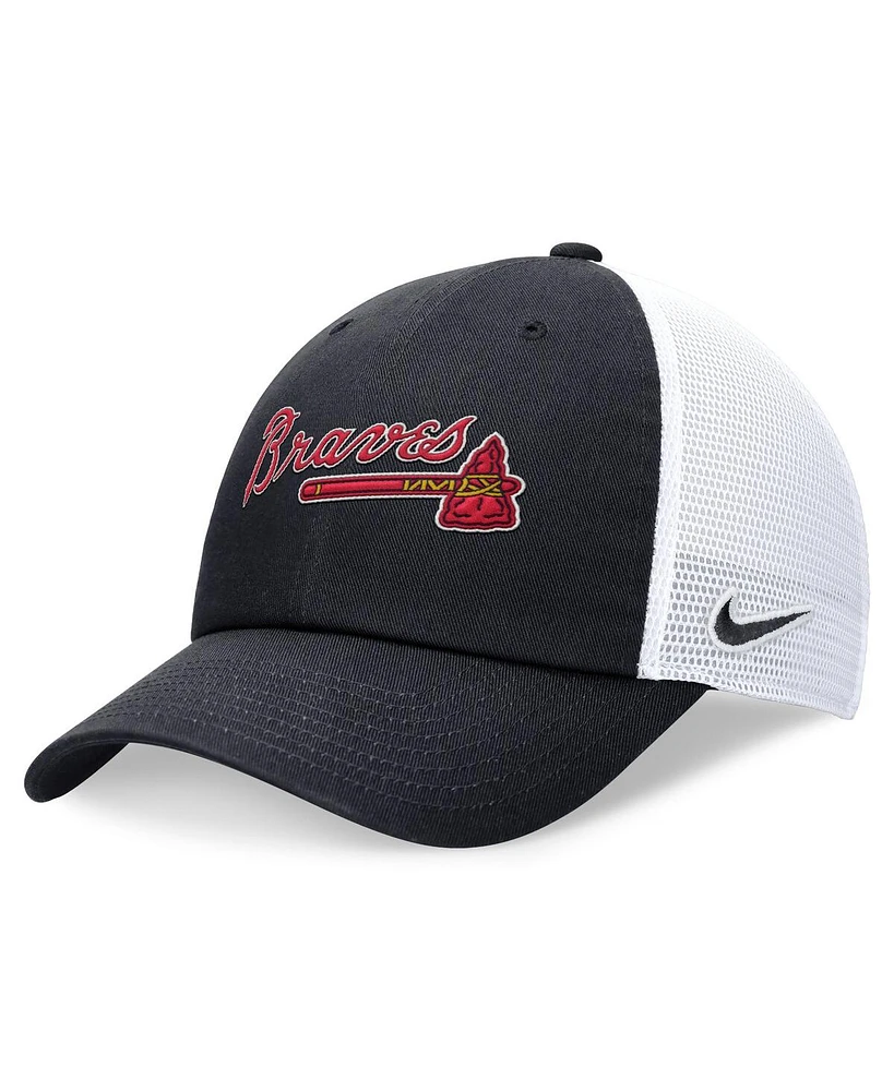 Men's Nike Navy Atlanta Braves Evergreen Wordmark Trucker Adjustable Hat