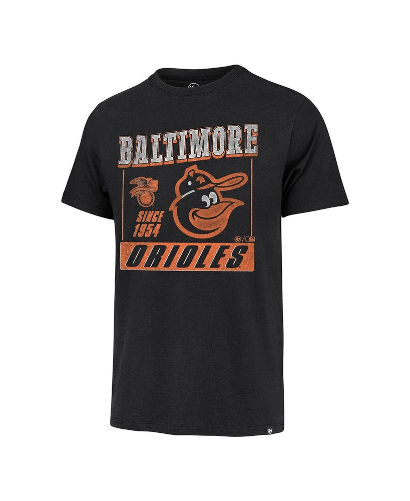 Men's '47 Brand Black Distressed Baltimore Orioles Outlast Franklin T-shirt
