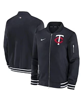 Men's Nike Navy Minnesota Twins Authentic Collection Full-Zip Bomber Jacket