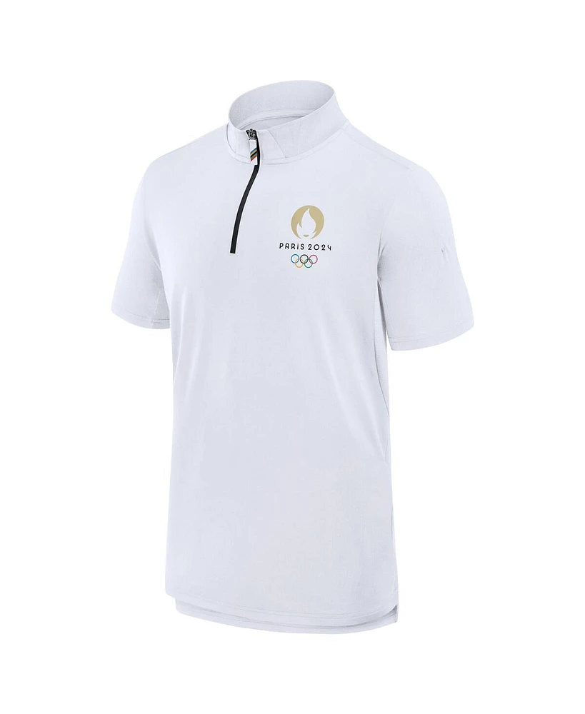 Men's Fanatics White Paris 2024 Summer Olympics Inspired Quarter-Zip Polo Shirt