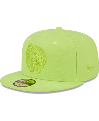 Men's New Era Neon Green Boston Celtics Spring Color Pack 59FIFTY Fitted Hat