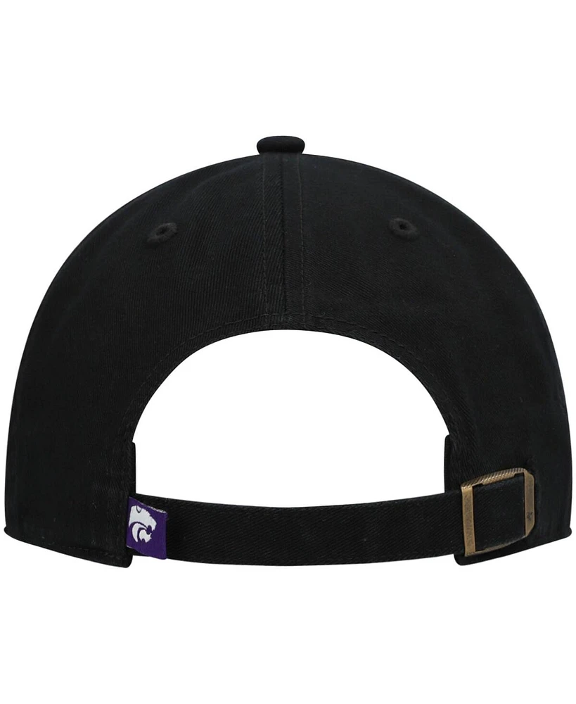 Men's '47 Brand Black Kansas State Wildcats Vintage-Like Clean Up Adjustable Hat