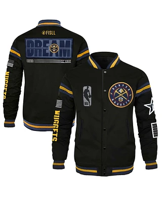 Men's and Women's Fisll x Black History Collection Denver Nuggets Full-Snap Varsity Jacket