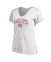 Women's Fanatics White Auburn Tigers Floral Arched V-Neck T-shirt