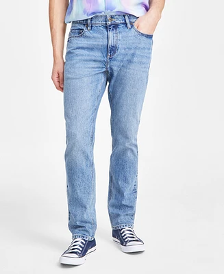 Sun + Stone Men's Straight Fit Tufts Blue Jeans, Created for Macy's