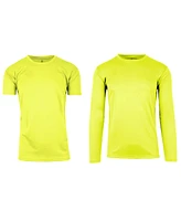 Galaxy By Harvic Men's Short Sleeve Long Moisture-Wicking Quick Dry Performance Crew Neck Tee-2 Pack - Neon