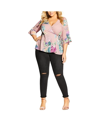 City Chic Women's Heartwine Floral Top