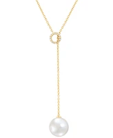 Honora Cultured Ming Pearl (13mm) & Diamond (1/10 ct. t.w.) 20" Lariat Necklace in 14k Gold