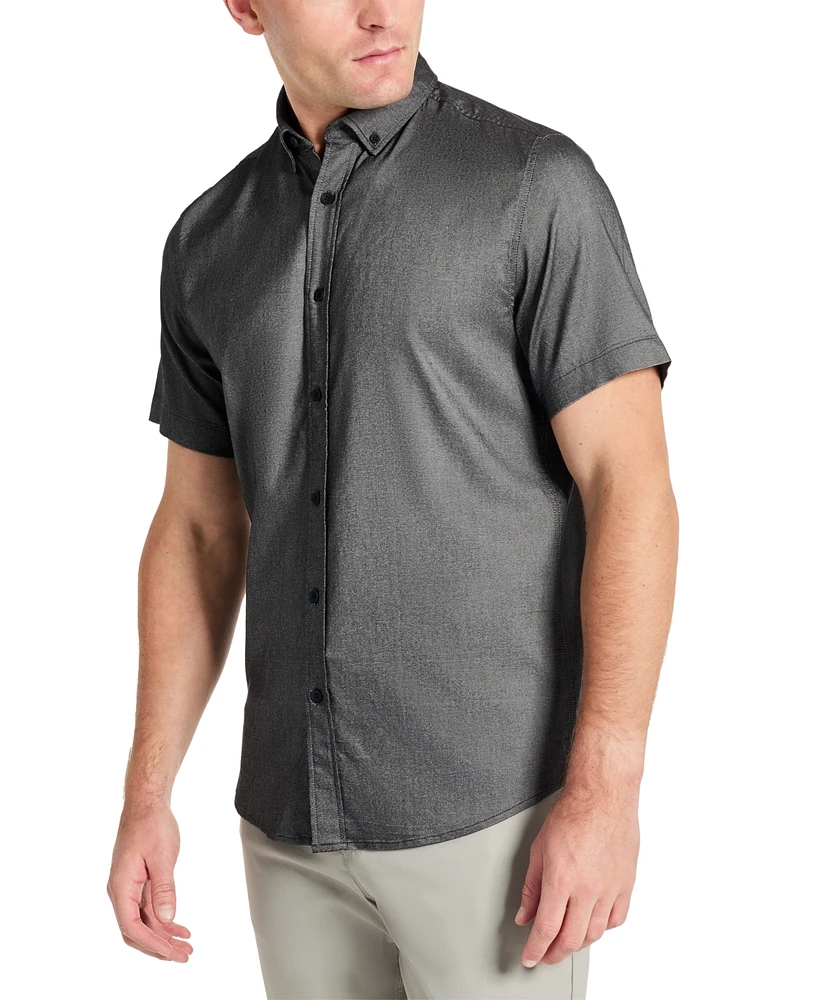 Kenneth Cole Men's Slim Fit Short Sleeve Button-Down Sport Shirt