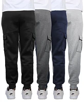 Blue Ice Men's Heavyweight Fleece-Lined Cargo Jogger Sweatpants-4PK