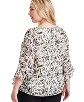 Kasper Plus Printed 3/4-Sleeve Blouse