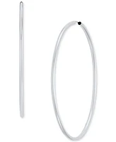 Polished Classic Endless Medium Hoop Earrings in 14k White Gold, 2"