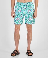 Club Room Men's Libra Quick-Dry Floral 7" Swim Trunks, Created for Macy's