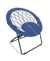 Zenithen Bungee Folding Dish Chair with Steel Frame, Blue, 32"