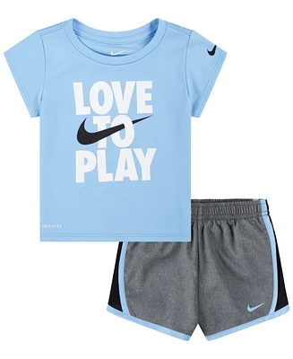 Nike Toddler Girls Dri-fit All Day Short Sleeve Tee and Shorts Set