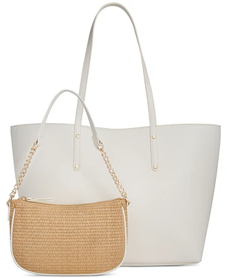 I.n.c. International Concepts Zoiey 2-In-1 Extra-Large Tote with Straw Shoulder Bag, Created for Macys'