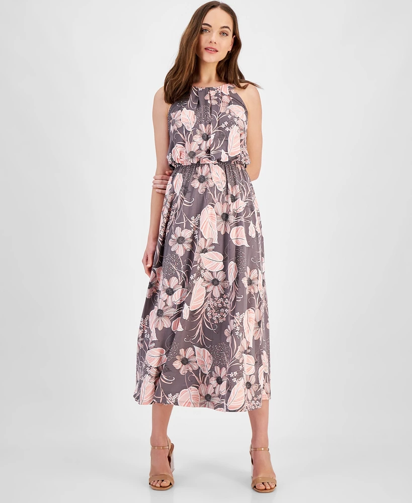 Robbie Bee Petite Floral Halter Sleeveless Maxi Dress