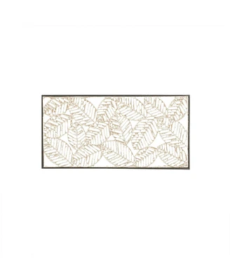 Simplie Fun Paper Cloaked Leaves Metal Framed Decor Panel