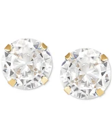 Cubic Zirconia Round Stud Earrings 14k Gold or White
