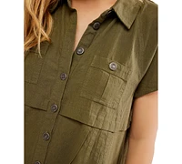 Free People Women's Ronnie Poplin Short-Sleeve Mini Dress