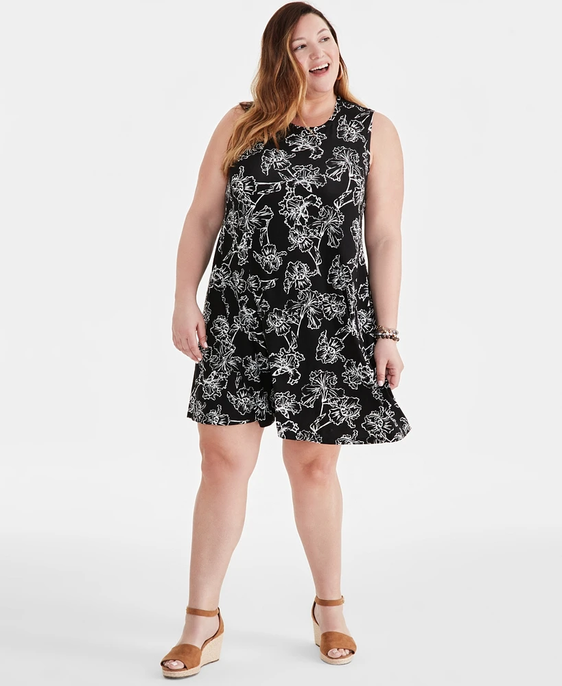 Style & Co Plus Printed Sleeveless Flip Flop Dress