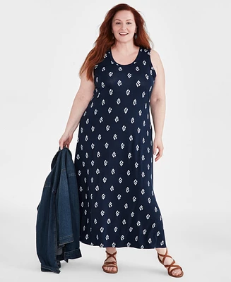 Style & Co Plus Printed Sleeveless Maxi Dress, Created for Macy's
