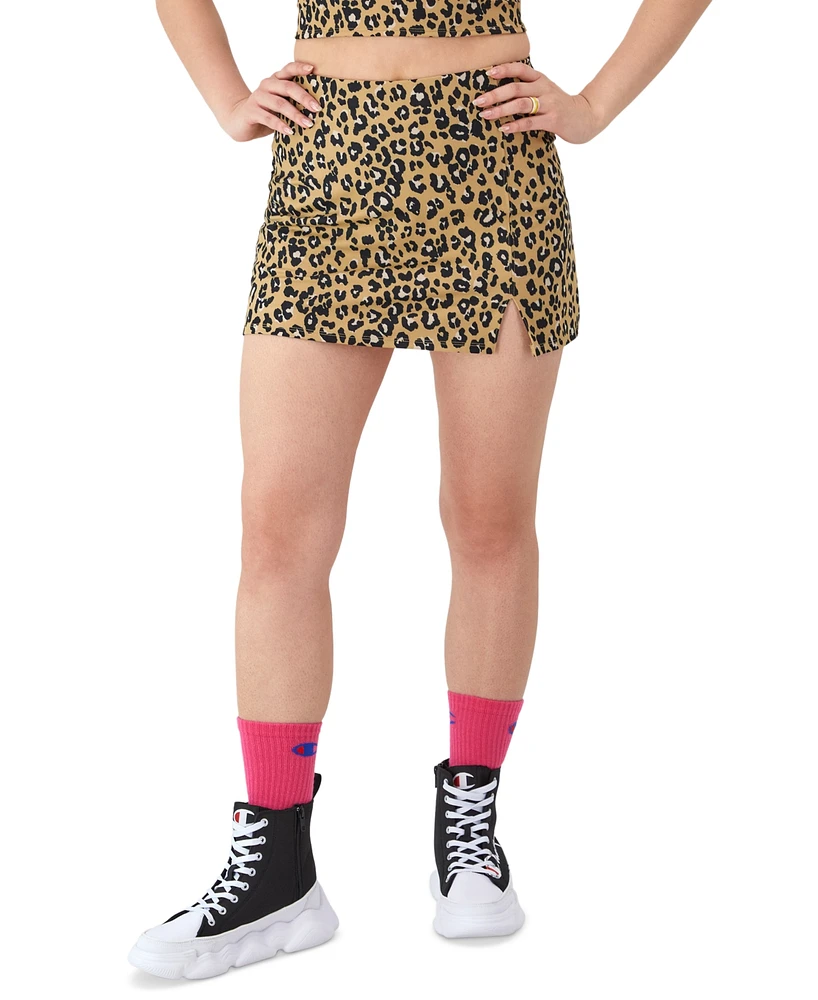 Champion Women's Leopard-Print Soft Touch Mini Skort