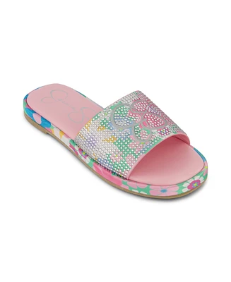 Jessica Simpson Little and Big Girls Sora Logo Floral Casual Slide Sandals