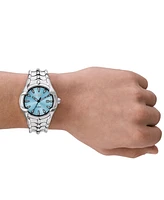 Diesel Men's Vert Three Hand Date Silver-Tone Stainless Steel Watch 44mm