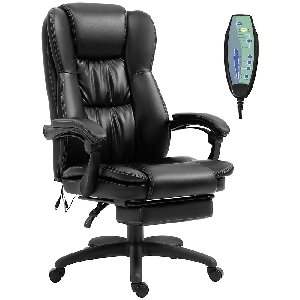 Simplie Fun Vinsetto High Back Massage Office Chair, 6-Point Vibration, Pu Leather, Reclining & Swivel, Black