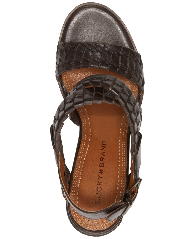 Lucky Brand Women's Dabene Woven Strappy Slingback Block-Heel Sandals