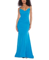 B Darlin Juniors' Ruched Cowlneck Gown