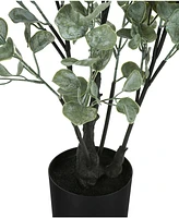 Monarch Specialties 35" Indoor Artificial Floor Eucalyptus Tree with Black Pot