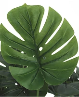 Monarch Specialties 24" Indoor Artificial Monstera Plant with Decorative Black Pot