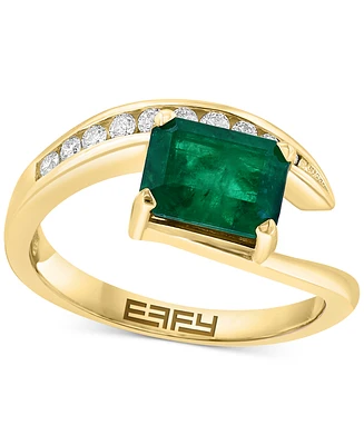 Effy Emerald (1-3/8 ct. t.w.) & Diamond (1/6 ct. t.w.) Bypass Ring in 14k Gold