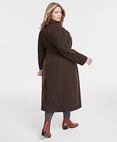 Dkny Plus Notched-Collar Double-Breasted Wrap Coat