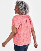 Style & Co Plus Size Flutter-Sleeve Top, Created for Macy's