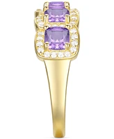 Amethyst (1-1/4 ct. t.w.) & Lab-Grown White Sapphire (1/3 Ring 14k Gold-Plated Sterling Silver (Also Citrine Opal)