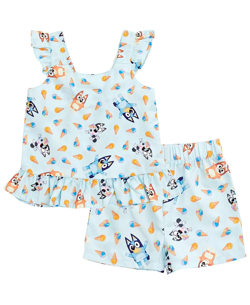 Bluey Toddler Girls Matching Family Tank Top and Shorts Outfit Set to (2T - 10-12)