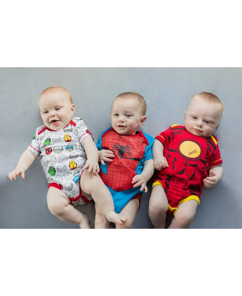 Marvel Baby Boys Avengers Spider-Man Iron Man Captain America 5 Pack Bodysuits Multi